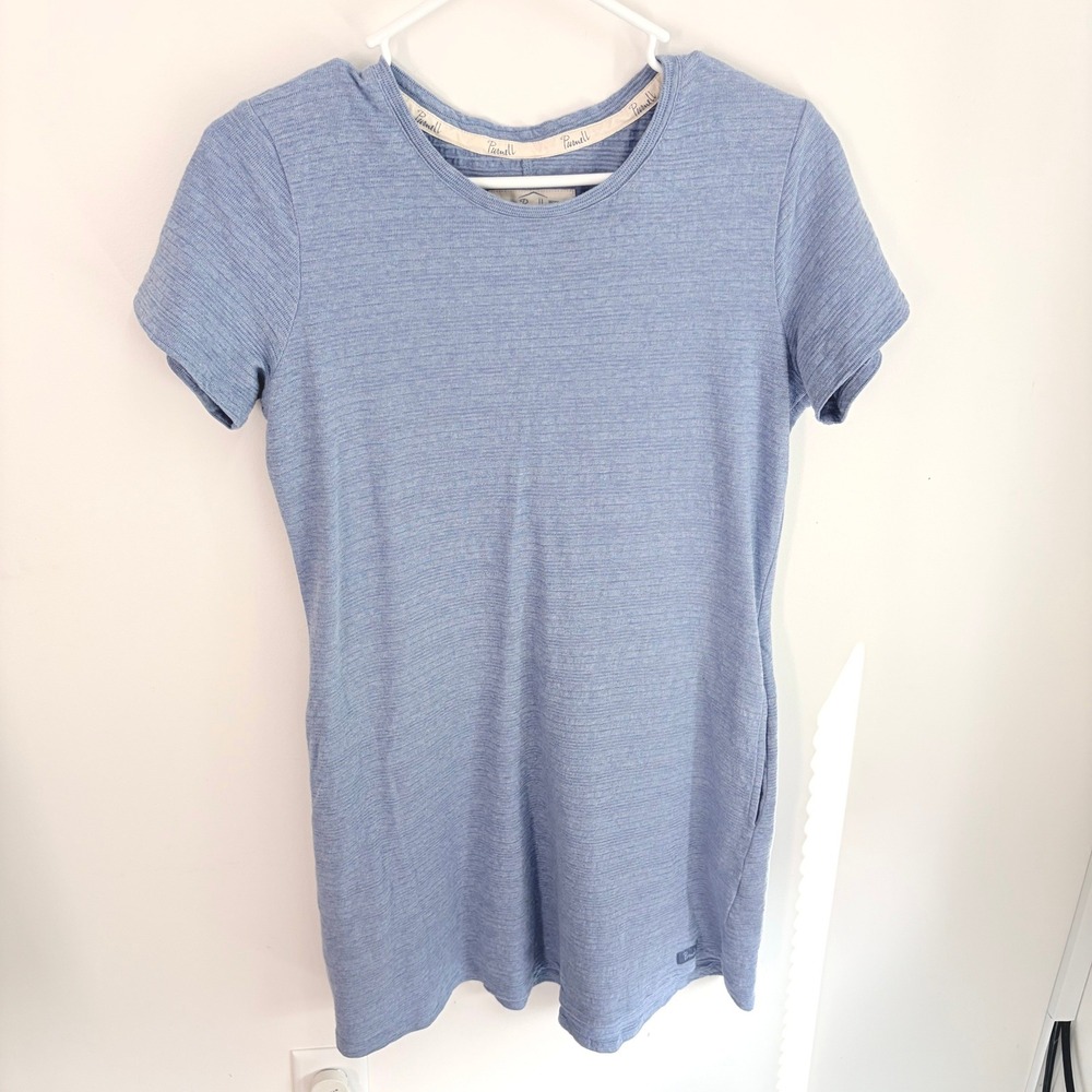 Purnell T-Shirt Dress 8/29 Coastal Blue Cotton Pocket Casual Workwear Slub Knit